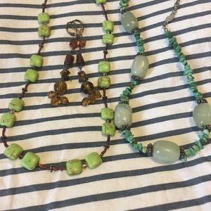 Natural Stone Necklaces and 1 Pair of Earrings